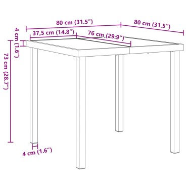 vidaXL Τραπέζι Κήπου Μαύρο 80x80x73cm Λιθοειδές Γυαλί 1 τεμ.