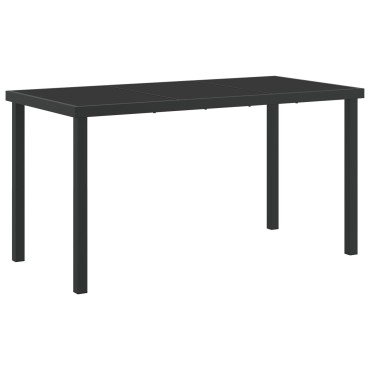 vidaXL Τραπέζι Κήπου Μαύρο 140x80x73cm Γυαλί Σαπιστής 1 τεμ.