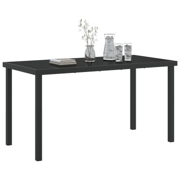 vidaXL Τραπέζι Κήπου Μαύρο 140x80x73cm Γυαλί Σαπιστής 1 τεμ.