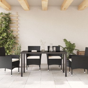 vidaXL Τραπέζι Κήπου Μαύρο 140x80x73cm Γυαλί Σαπιστής 1 τεμ.