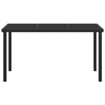 vidaXL Τραπέζι Κήπου Μαύρο 140x80x73cm Γυαλί Σαπιστής 1 τεμ.