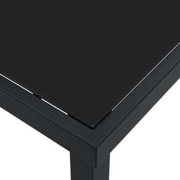 vidaXL Τραπέζι Κήπου Μαύρο 140x80x73cm Γυαλί Σαπιστής 1 τεμ.
