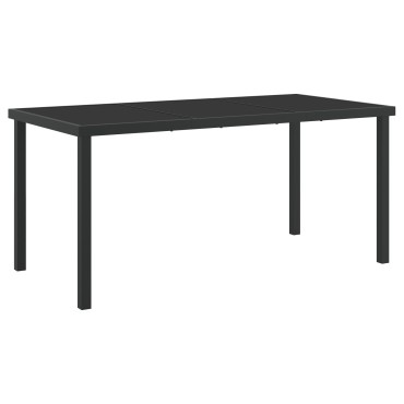 vidaXL Τραπέζι Κήπου Μαύρο 160x80x73cm Σκληρυμένο Γυαλί 1 τεμ.