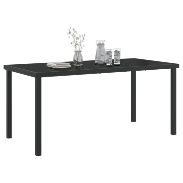 vidaXL Τραπέζι Κήπου Μαύρο 160x80x73cm Σκληρυμένο Γυαλί 1 τεμ.