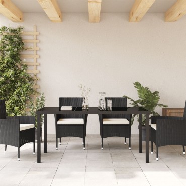 vidaXL Τραπέζι Κήπου Μαύρο 160x80x73cm Σκληρυμένο Γυαλί 1 τεμ.