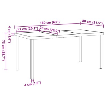 vidaXL Τραπέζι Κήπου Μαύρο 160x80x73cm Σκληρυμένο Γυαλί 1 τεμ.