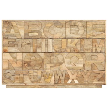 vidaXL Συρταριέρα με Σχέδιο Αλφάβητου 120x35x79cm Μασίφ Ξύλο Μάνγκο 1 τεμ.