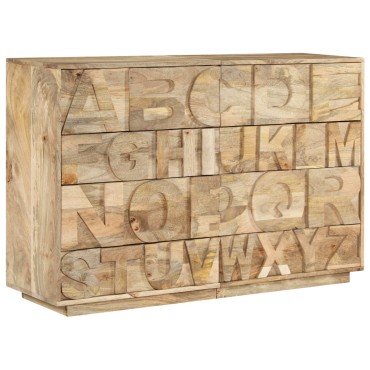 vidaXL Συρταριέρα με Σχέδιο Αλφάβητου 120x35x79cm Μασίφ Ξύλο Μάνγκο 1 τεμ.