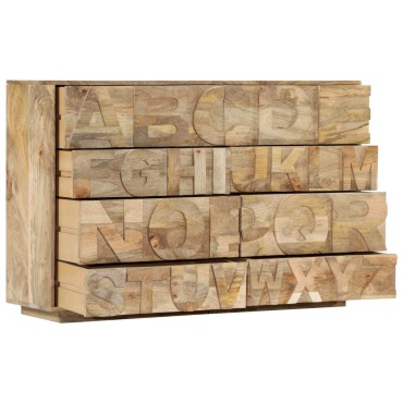 vidaXL Συρταριέρα με Σχέδιο Αλφάβητου 120x35x79cm Μασίφ Ξύλο Μάνγκο 1 τεμ.