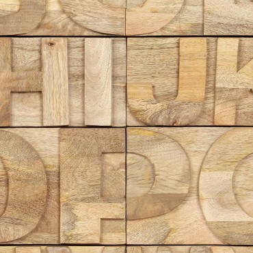 vidaXL Συρταριέρα με Σχέδιο Αλφάβητου 120x35x79cm Μασίφ Ξύλο Μάνγκο 1 τεμ.