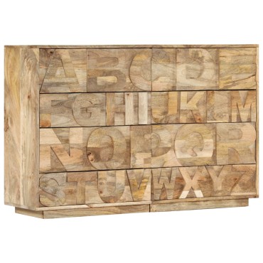vidaXL Συρταριέρα με Σχέδιο Αλφάβητου 120x35x79cm Μασίφ Ξύλο Μάνγκο 1 τεμ.