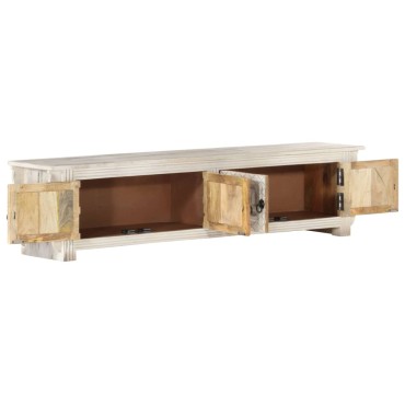 vidaXL Έπιπλο Τηλεόρασης Λευκό 140x30x35cm από Μασίφ Ξύλο Μάνγκο