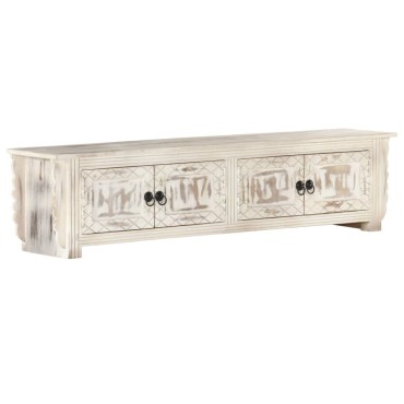 vidaXL Έπιπλο Τηλεόρασης Λευκό 140x30x35cm από Μασίφ Ξύλο Μάνγκο