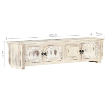 vidaXL Έπιπλο Τηλεόρασης Λευκό 140x30x35cm από Μασίφ Ξύλο Μάνγκο