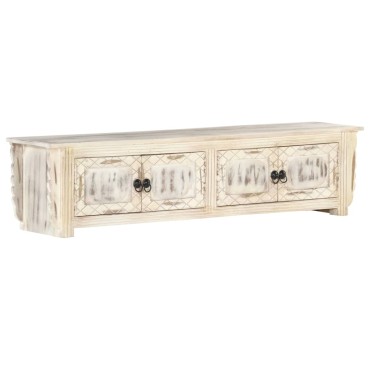 vidaXL Έπιπλο Τηλεόρασης Λευκό 140x30x35cm από Μασίφ Ξύλο Μάνγκο