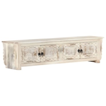 vidaXL Έπιπλο Τηλεόρασης Λευκό 140x30x35cm από Μασίφ Ξύλο Μάνγκο