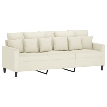 vidaXL Καναπές Τριθέσιος Κρεμ Βελούδινος 198x77x80cm 1 τεμ.