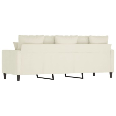 vidaXL Καναπές Τριθέσιος Κρεμ Βελούδινος 198x77x80cm 1 τεμ.