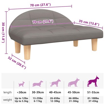 vidaXL Κρεβάτι Σκύλου Taupe 70 x 52 x 30 εκ. Υφασμάτινο