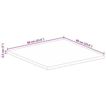 vidaXL Επιφάνεια Τραπεζιού Τετράγωνη 60x60x2,5cm Μασίφ Ξύλο Μάνγκο 1 τεμ.