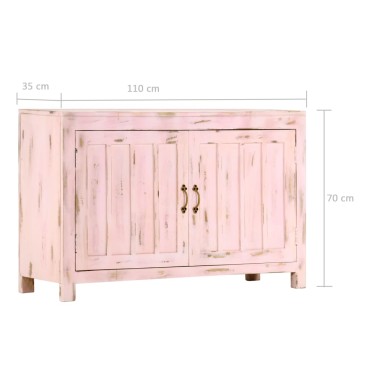 vidaXL Ντουλάπι Ανοιχτό Ροζ 110x35x70cm από Μασίφ Ξύλο Μάνγκο 1 τεμ.