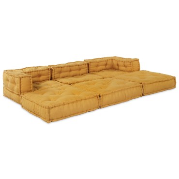 vidaXL Modular Pouffes 3 τμχ Κίτρινο Ύφασμα 70x70x54cm