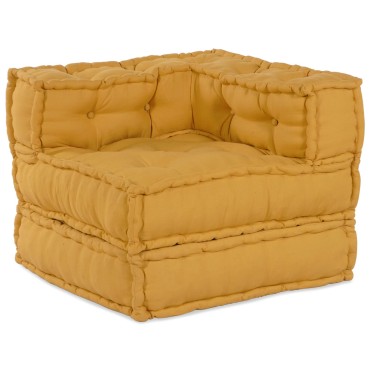 vidaXL Modular Pouffes 3 τμχ Κίτρινο Ύφασμα 70x70x54cm