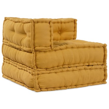 vidaXL Modular Pouffes 3 τμχ Κίτρινο Ύφασμα 70x70x54cm