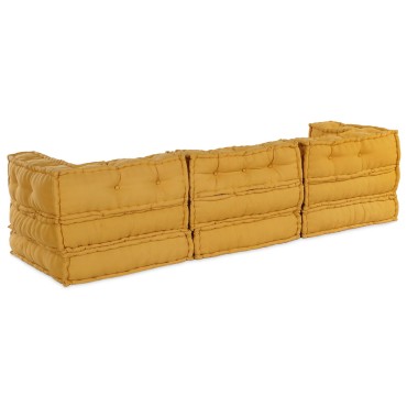 vidaXL Modular Pouffes 3 τμχ Κίτρινο Ύφασμα 70x70x54cm