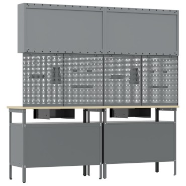 vidaXL Σετ πάγκου εργασίας 8 κομματιών σε μαύρο χάλυβα