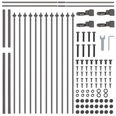 vidaXL Φράχτης Κήπου  με Ακίδες - Γκρι, 6.8x1.2 μ, Χάλυβας 170x3.5x170cm