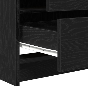 vidaXL Σετ Τραπέζι Ξένων 3 τεμ. με LED Μαύρη Επεξεργασμένο Ξύλο 40x41x135 cm