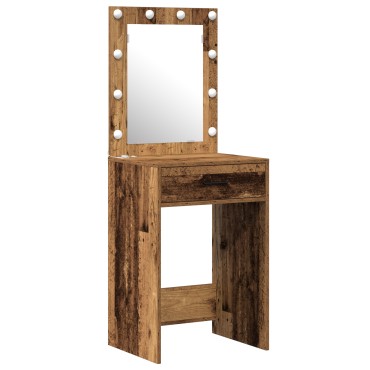vidaXL Σετ Κομοδίνου 2 τεμ. με LED σε Παλαιό Ξύλο 50x41x135 cm