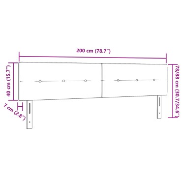 vidaXL LED Κεφαλάρι με Κουμπάκια Σκούρου Πράσινου Βελούδο 200x7x128cm