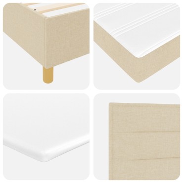 vidaXL Box Spring Κρεβάτι με Στρώμα & LED Κρεμ 100x200 εκ. Ύφασμα