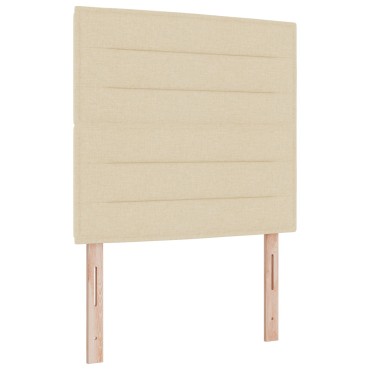 vidaXL Box Spring Κρεβάτι με Στρώμα & LED Κρεμ 100x200 εκ. Ύφασμα