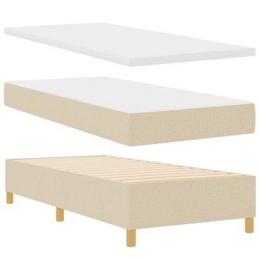 vidaXL Box Spring Κρεβάτι με Στρώμα & LED Κρεμ 100x200 εκ. Ύφασμα