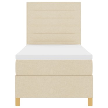 vidaXL Box Spring Κρεβάτι με Στρώμα & LED Κρεμ 100x200 εκ. Ύφασμα