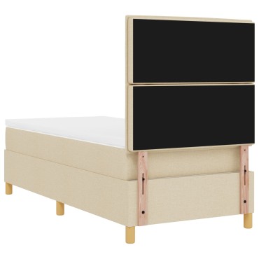 vidaXL Box Spring Κρεβάτι με Στρώμα & LED Κρεμ 100x200 εκ. Ύφασμα