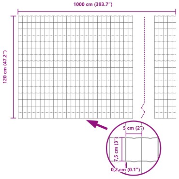 vidaXL Φράχτης  Euro με 10 U Πόδια Γκρι 1.2x10 m Ατσάλι
