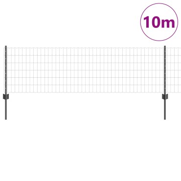 vidaXL Φράχτης  με 5 Πόδια U Γκρι 0.6x10 μ Σίδερο