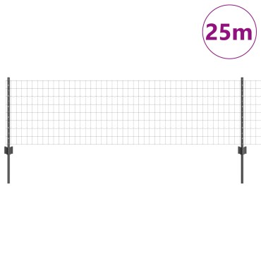 vidaXL Euro Φράχτης με 11 Πόδια Γκρι 0.6x25 m Χάλυβα