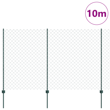 vidaXL Φράχτης αλυσίδας με στήλη 10x1,5 m PVC-Επικαλυμμένο Ατσάλι