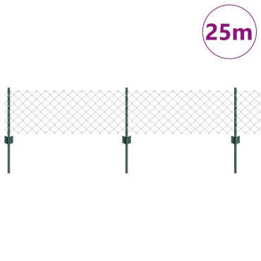 vidaXL Φράκτης Αλυσίδας με 22 U Posts Πράσινος 0.4x25 m Χάλυβας