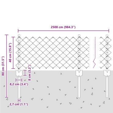 vidaXL Φράκτης Αλυσίδας με 22 U Posts Πράσινος 0.4x25 m Χάλυβας