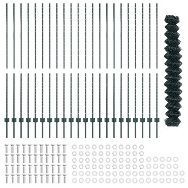 vidaXL Φράκτης Αλύσου  με 22 U Posts Πράσινο 1.6x25 m Ατσάλι