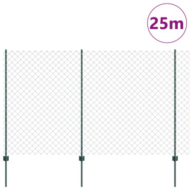 vidaXL Φράκτης Αλύσου  με 22 U Posts Πράσινο 1.6x25 m Ατσάλι