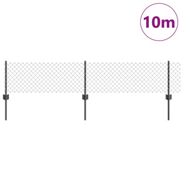 vidaXL Φράχτης Σχοινιού  με 10 U Posts Γκρι 0.4x10 μ Ατσάλι