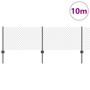 vidaXL Φράχτης αλυσίδας  με 10 U Posts Γκρι 0.6x10 μ Χάλυβας