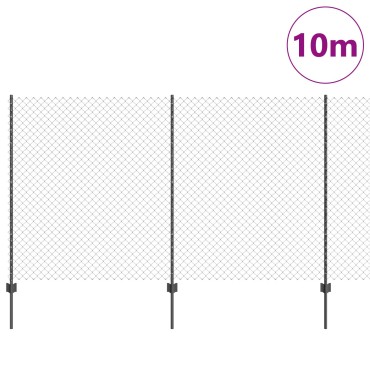 vidaXL Φράκτης  Chain Link με 20 U Posts Γκρι 1.4x10 μ Ατσάλι
